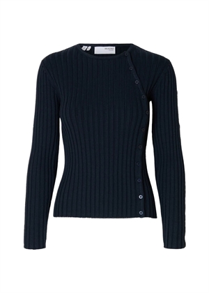Helen ls button o-neck strik Dark Sapphire Selected Femme 